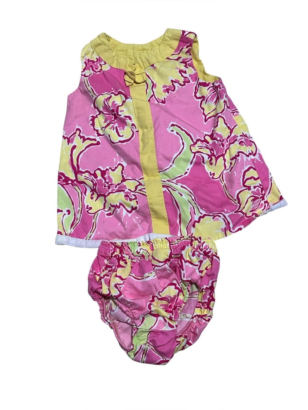 Lilly Pulitzer Pink & Yellow Floral Baby Dress Set 6-12 months